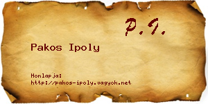 Pakos Ipoly névjegykártya